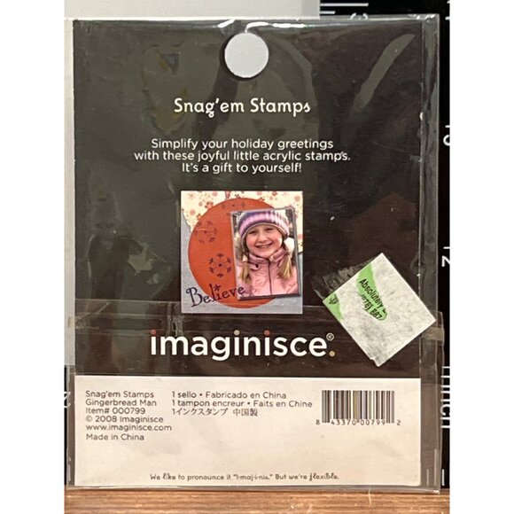 Snag'em CLEAR Stamps Gingerbread Man HAPPY HOLIDAYS 000799 Imaginisce - Picture 2 of 2